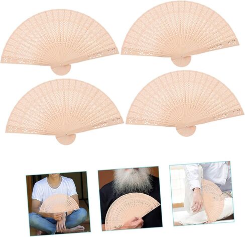 Alipis 5Sets Retro Hand Fans Wooden Wedding Favors Fans Fans for Women Perfect for Pirfies 4pcs*5 in Kuwait