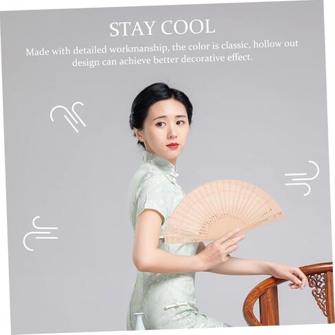 Alipis 5Sets Retro Hand Fans Wooden Wedding Favors Fans Fans for Women Perfect for Pirfies 4pcs*5 in Kuwait