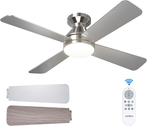 addlon Ceiling Fans with Lights, 42 inch Low Profile Ceiling Fan with Light and Remote Control, Flush Mount, Reversible, 3CCT Dimmable 4 Blades Black Small Ceiling Fan for Bedroom Indoor/Outdoor Use in Kuwait