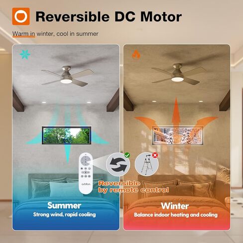 addlon Ceiling Fans with Lights, 42 inch Low Profile Ceiling Fan with Light and Remote Control, Flush Mount, Reversible, 3CCT Dimmable 4 Blades Black Small Ceiling Fan for Bedroom Indoor/Outdoor Use in Kuwait