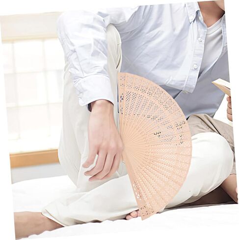 Cabilock 5sets DIY Wedding Fans Wooden Folding Hand Fans Delicate Bride Perfect for Summer Cool Stage Shows Party Props 4pcs*5 in Saudi Arabia