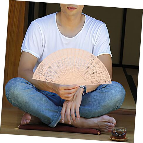 Cabilock 5sets DIY Wedding Fans Wooden Folding Hand Fans Delicate Bride Perfect for Summer Cool Stage Shows Party Props 4pcs*5 in Saudi Arabia