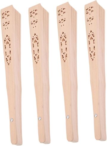 Cabilock 5sets DIY Wedding Fans Wooden Folding Hand Fans Delicate Bride Perfect for Summer Cool Stage Shows Party Props 4pcs*5 in Saudi Arabia