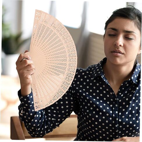 Cabilock 5sets DIY Wedding Fans Wooden Folding Hand Fans Delicate Bride Perfect for Summer Cool Stage Shows Party Props 4pcs*5 in Saudi Arabia