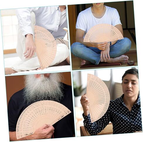 Cabilock 5sets DIY Wedding Fans Wooden Folding Hand Fans Bride Pride Previcious For Summer Cool Stage Props 4pcs*5 in Saudi Arabia