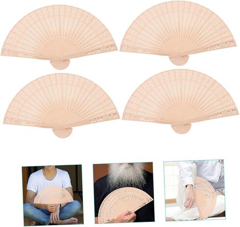 Cabilock 5sets DIY Wedding Fans Wooden Folding Hand Fans Bride Pride Previcious For Summer Cool Stage Props 4pcs*5 in Saudi Arabia