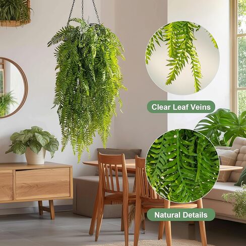 قطعتان من النباتات الاصطناعية المعلقة، أوراق نبات الوحوش المعلقة المزيفة، أوراق اللبلاب والكرمة الصناعية وأوراق النخيل الاستوائية في الهواء الطلق، نباتات معلقة لديكور المنزل والحديقة in Kuwait