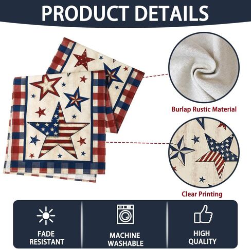 4th of July Table Runner, Stars Patriotic Memorial Day Table Runner Independence Day Kitchen Dining Table Decoration for Outdoor Indoor Home Party Decor 13 x 72 Inch in Saudi Arabia