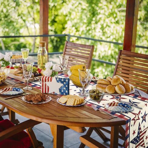 4th of July Table Runner, Stars Patriotic Memorial Day Table Runner Independence Day Kitchen Dining Table Decoration for Outdoor Indoor Home Party Decor 13 x 72 Inch in Saudi Arabia