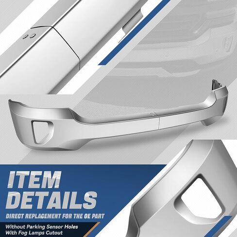 Auto Dynasty Front Bumper Face Bar Compatible with 2016 2017 2018 Chevy Silverado 1500, 2019 Silverado 1500 LD, w/Fog Light Cutouts, Polished Chrome Steel, GM1002861 in Saudi Arabia