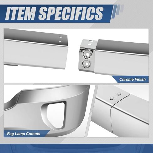 Auto Dynasty Front Bumper Face Bar Compatible with 2016 2017 2018 Chevy Silverado 1500, 2019 Silverado 1500 LD, w/Fog Light Cutouts, Polished Chrome Steel, GM1002861 in Saudi Arabia