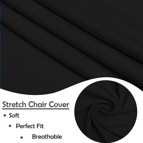 Qubjus Elastic Spandex Chair Covers 2 Pack - Stretch Washable Protectors Universal Fit Furniture Covers for Dining Room, Kitchen & Party Chairs - Black in Saudi Arabia