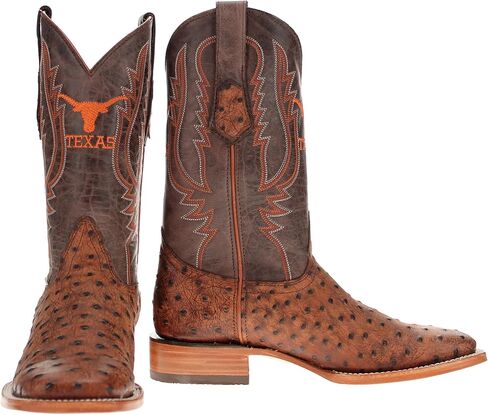 Vaccari للرجال Cooper Genuine Exotic Print Leather & NCAA League Embroidery Broad Square Toe Toe Cowboy Boots in Kuwait
