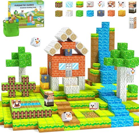 Magnetic Blocks-Building Toys Games Elements,Magnet Toys for Boys & Girls Ages 3-5 5-7 6-8,Creative Montessori Sensory Toys,Fun Birthday Gift for 3+ Years Old in Saudi Arabia