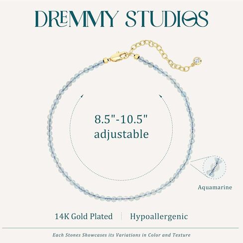 DREMMY STUDIOS Gold Anklet Bracelets for Women 14K Gold Plated Stone Handmade Beaded Link Chain Anklets Jewelry Gift in Kuwait