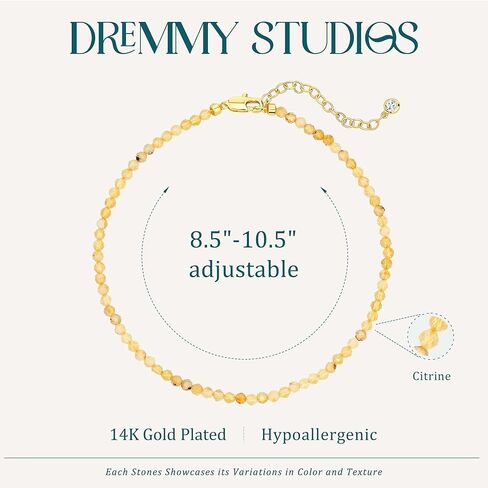 Dremmy Studios Gold Anklet Bracelets for Women 14K Gold Plated Stone Handmaded Handmed Beaded Beaded Chain Anklets Jewelry Gift in Kuwait