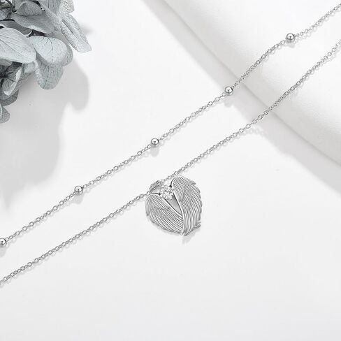 YFN Angel Wings Anklet Sterling Silver Guardian Angel Wings Layered Ankle Bracelets for Women Jewelry Gifts in Saudi Arabia