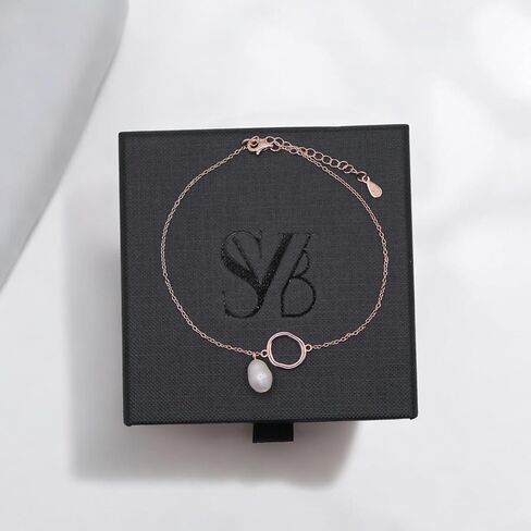 SVB 925 Sterling Silver Pearl Anclet للنساء - مجوهرات قابلة للتعديل مع سحر المياه العذبة ، والملحق اليومي الحد الأدنى ، هدية أنيقة لها in Saudi Arabia