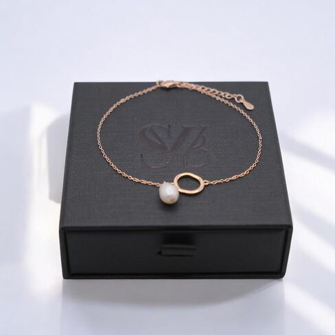 SVB 925 Sterling Silver Pearl Anclet للنساء - مجوهرات قابلة للتعديل مع سحر المياه العذبة ، والملحق اليومي الحد الأدنى ، هدية أنيقة لها in Saudi Arabia