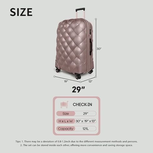 20''+14''Carry On Luggage Hardshell Expandable Suitcase w/Spinner Wheels and TSA LOCK,2 Piece Luggage Set,ROSE GOLD in Kuwait