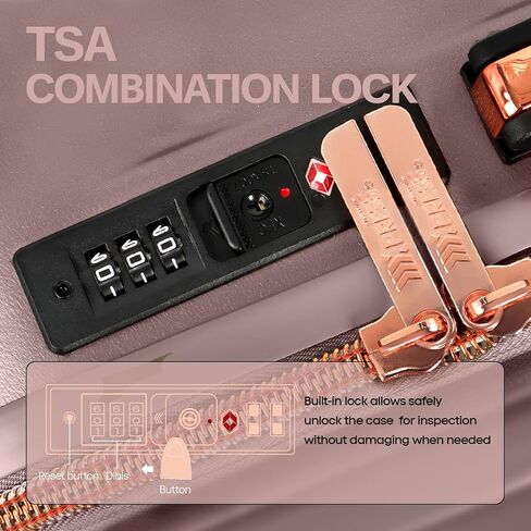 20''+14''Carry On Luggage Hardshell Expandable Suitcase w/Spinner Wheels and TSA LOCK,2 Piece Luggage Set,ROSE GOLD in Kuwait