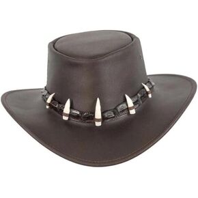 Leather Hat Crocodile Band Australian Outback Dundee Aussie Mens Womens Jacaru Black Brown Cowboy, Large in Kuwait
