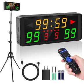 LED Electronic Scoreboard Digital Score Keeper with Remote & Tripod, Portable Electric Scoreboard with Count down/Up Timer & 12/24h Clock for Corn Hole/ping Pong/Table Tennis, Indoor & Outdoor Games in Kuwait