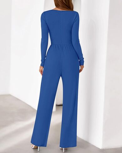 BTFBM Jumpsuits For Women Dressy Casual Fall Clothes 2025 Long Sleeve Knit Ruched Business Lounge Pants Rompers Pockets in Saudi Arabia