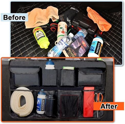Car Trunk Organizer for SUV Backseat Hanging Storage with 8 Pockets, Heavy-Duty 1680D Oxford Fabric, Foldable Car Organizer for MPV Minivan Sedan, Car Accessories Interior in Saudi Arabia