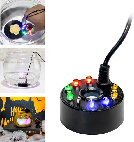 USB Mist Maker Fogger 8 LED Ultrasonic Cool Mist Fountain Humidifier for Halloween Christmas Indoor Party Decor Fish Tank Vase Birdbath with Splash Guard in Saudi Arabia