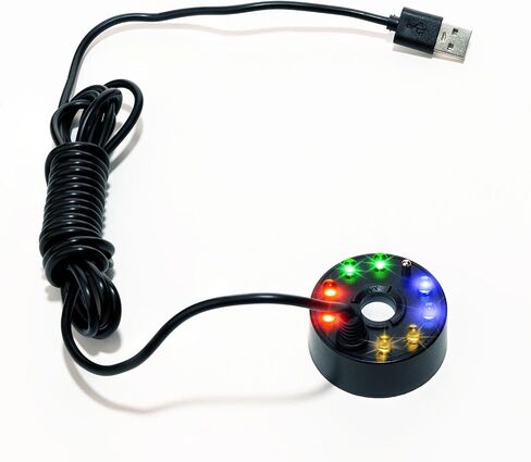 USB Mist Maker Fogger 8 LED Ultrasonic Cool Mist Fountain Humidifier for Halloween Christmas Indoor Party Decor Fish Tank Vase Birdbath with Splash Guard in Saudi Arabia