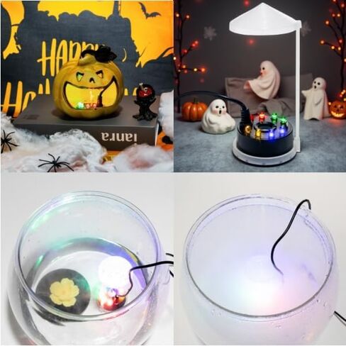 USB Mist Maker Fogger 8 LED Ultrasonic Cool Mist Fountain Humidifier for Halloween Christmas Indoor Party Decor Fish Tank Vase Birdbath with Splash Guard in Saudi Arabia