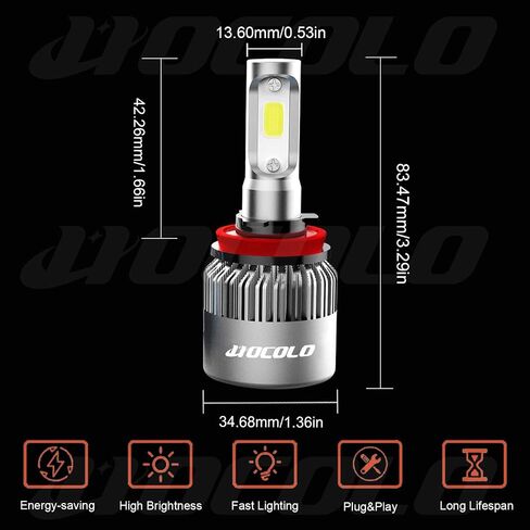 HOCOLO S2 H7 Fog Driving Lights LED Bulbs Set, Super Bright 8000LM Cool White 6000K 50W Replace Halogen All in One Conversion Kit, Only for Fog Lamp Daytime Running Light/DRL, Pack of 2 (S2-H7-Fog) in Saudi Arabia