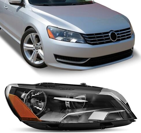 Headlights Assembly - Chrome Housing Headlamps Compatible with Volkswagen VW Passat 2012-2015 - Replacement for 561941006D, 3411131RAS2, and VW2503148 - Passenger Side RH in Saudi Arabia