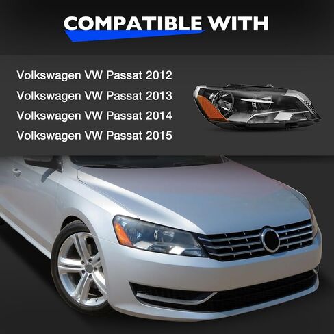 Headlights Assembly - Chrome Housing Headlamps Compatible with Volkswagen VW Passat 2012-2015 - Replacement for 561941006D, 3411131RAS2, and VW2503148 - Passenger Side RH in Saudi Arabia