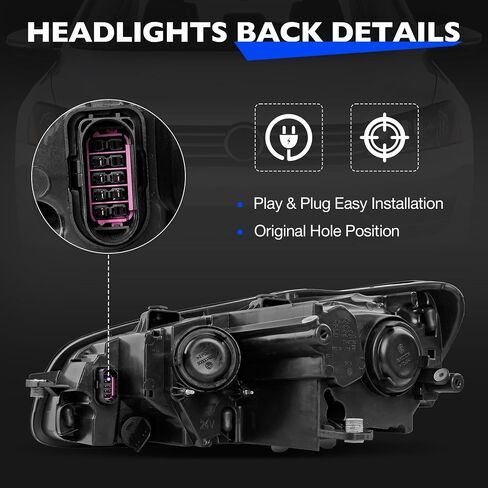 Headlights Assembly - Chrome Housing Headlamps Compatible with Volkswagen VW Passat 2012-2015 - Replacement for 561941006D, 3411131RAS2, and VW2503148 - Passenger Side RH in Saudi Arabia