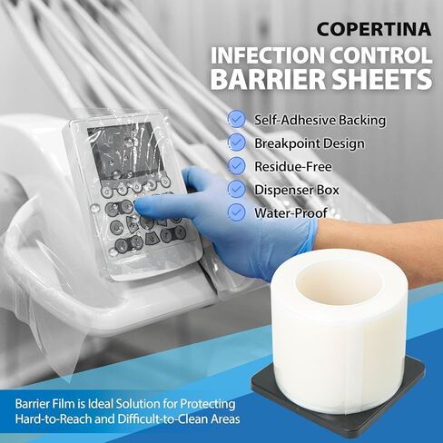 1Roll (1200 Sheets) Dental Grade Barrier Film 4" x 6" by VASTMED | Disposable Protective Plastic Adhesive Barrier Film Tape for Dental, Medical, Tattoo Parlor in Kuwait