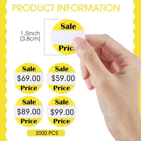 2000 Pcs Garage Sale Price Labels Yard Sale Stickers 1.5 Inches Round Red Adhesive Discount Stickers Price Retail Stickers for Retail Store, 4 Roll in Kuwait