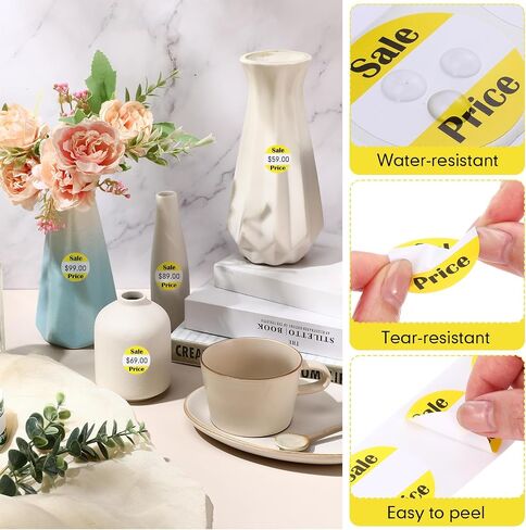 2000 Pcs Garage Sale Price Labels Yard Sale Stickers 1.5 Inches Round Red Adhesive Discount Stickers Price Retail Stickers for Retail Store, 4 Roll in Kuwait