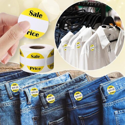 2000 Pcs Garage Sale Price Labels Yard Sale Stickers 1.5 Inches Round Red Adhesive Discount Stickers Price Retail Stickers for Retail Store, 4 Roll in Kuwait