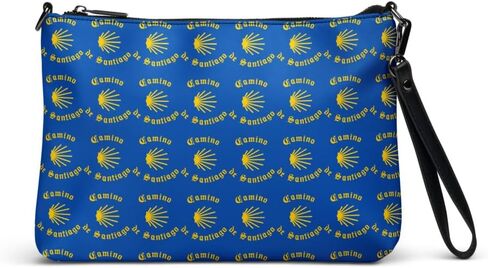 Camino de Santiago Handbag Yellow on Blue, Gift for Peregrino in Saudi Arabia