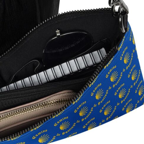 Camino de Santiago Handbag Yellow on Blue, Gift for Peregrino in Saudi Arabia