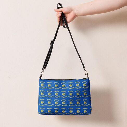 Camino de Santiago Handbag Yellow on Blue, Gift for Peregrino in Saudi Arabia