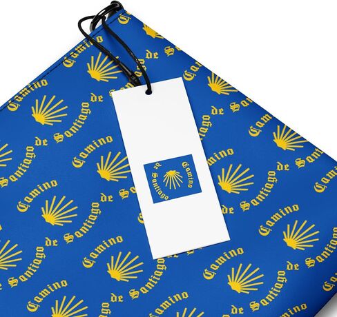 Camino de Santiago Handbag Yellow on Blue, Gift for Peregrino in Saudi Arabia