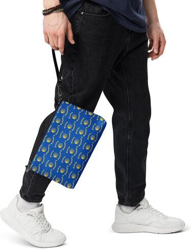 Camino de Santiago Handbag Yellow on Blue, Gift for Peregrino in Saudi Arabia