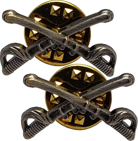 2 Pcs US ARMY Mini Cavalry Branch Crossed Sabers OXIDIZED 1" Insignia Hat Pins SET in Saudi Arabia