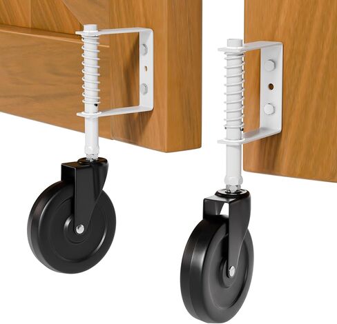 5" Heavy Duty Spring Loaded Gate Caster, Drag Gate Wheels with 360° Swivel for Wooden Gate Fence, Metal Tube Gate, Anti Sag Gate Kit, 330 Lbs Capacity, 1 Pac, Black in Kuwait