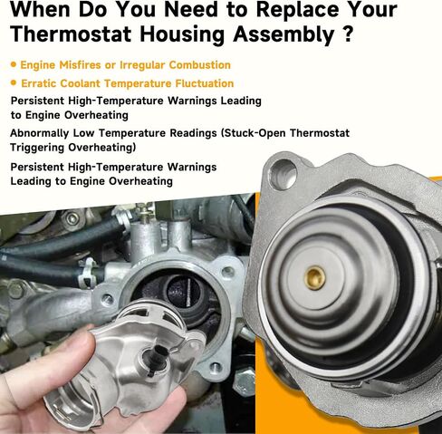 Aluminum Thermostat Housing with Integrated Sensors for Mercedes-Benz C230 C250 C280 C350 E280 E300 E350 ML350 ML450 R350 S400 SLK280 SLK300 SLK350 - Compatible with OEM Parts 2722000115 2722000415 in Kuwait
