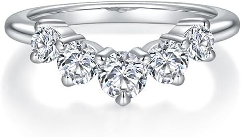 S925 Sterling Silver 0.8 Carat Natural Diamond Wedding Bands for Women |Ideal Cut D-color VVS1 | Curved Stacking Design in Saudi Arabia