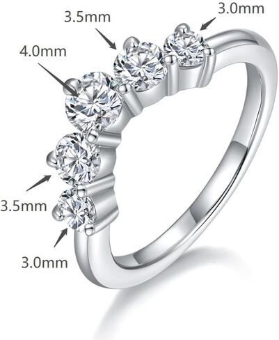 S925 Sterling Silver 0.8 Carat Natural Diamond Wedding Bands for Women |Ideal Cut D-color VVS1 | Curved Stacking Design in Saudi Arabia